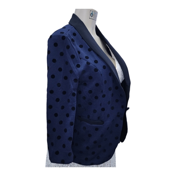 Blue Women Jacket with polka Dots - Picture 3 of 10